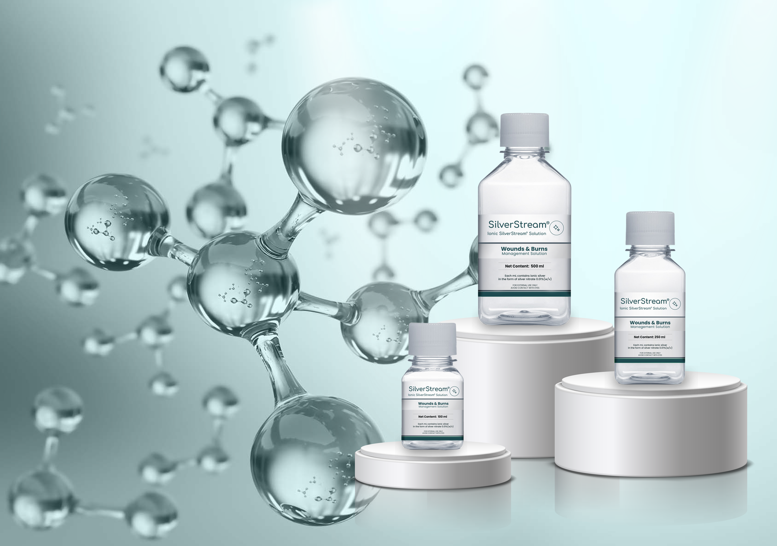 SilverStream Solution: presentaciones de 100, 250 y 500 mL.